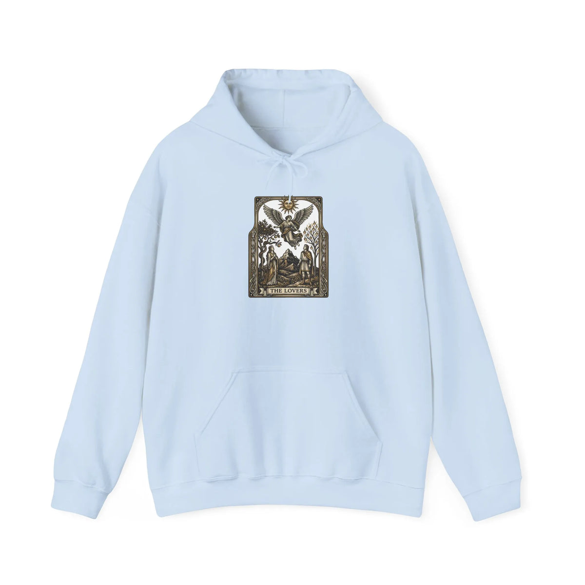 The Lovers Tarot Card Hoodie - Medium-Weight Fleece Pullover - Unisex White