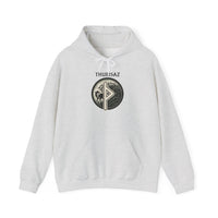 Thurisaz Rune Wolf Graphic Hoodie - Heavy Blend Fleece Pullover - Unisex White