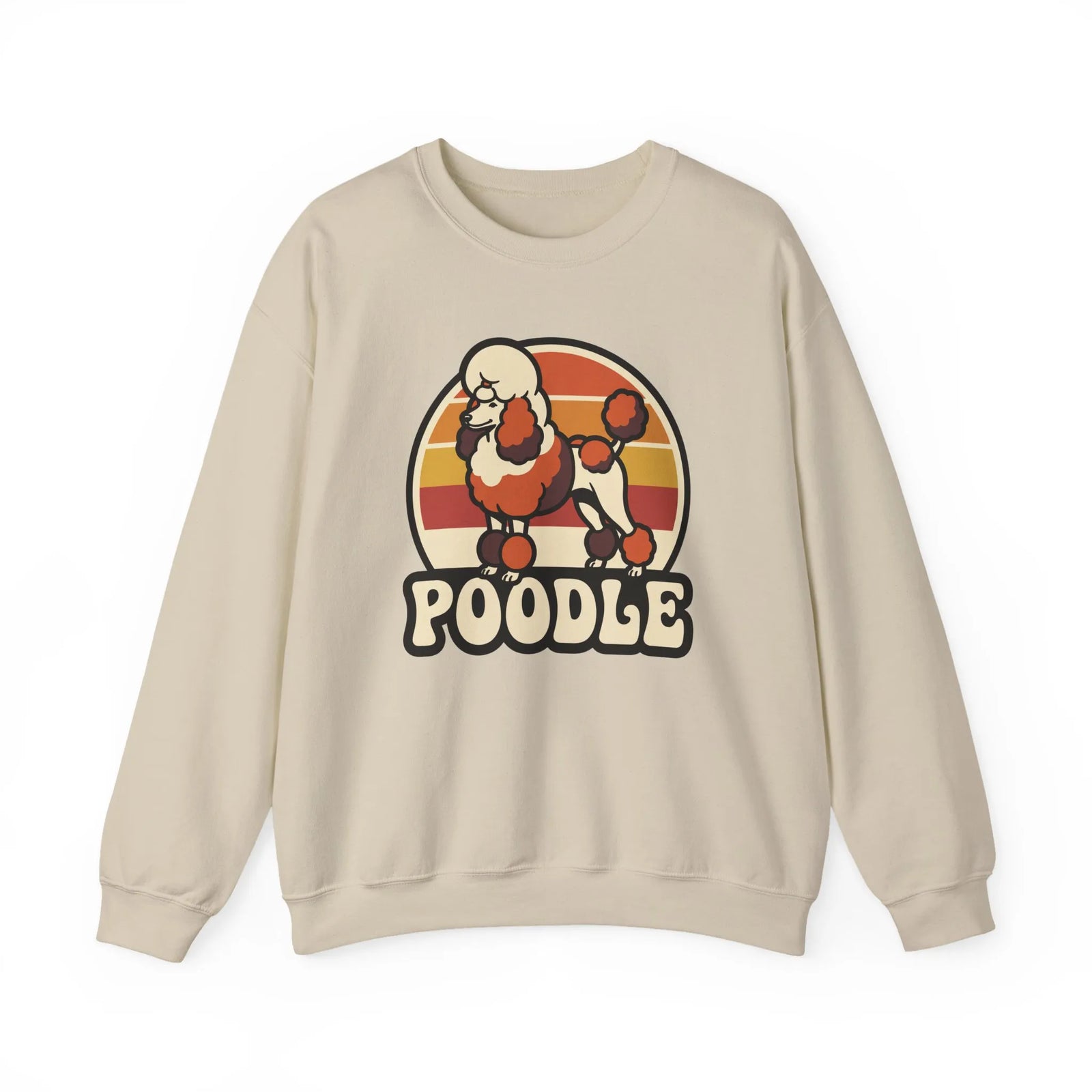 Poodle Retro 70s Sunset Sweatshirt - Heavy Blend Fleece Crewneck - Unisex White