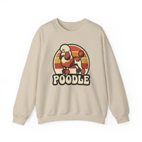 Poodle Retro 70s Sunset Sweatshirt - Heavy Blend Fleece Crewneck - Unisex White
