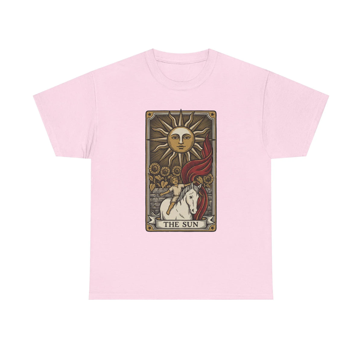 Tarot The Sun Card T-Shirt - Medium Weight 100% Cotton Tee - Unisex White
