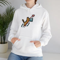 Power Up 8-Bit Pixel Gaming Cats Hoodie - Heavy Blend Fleece Pullover - Unisex White