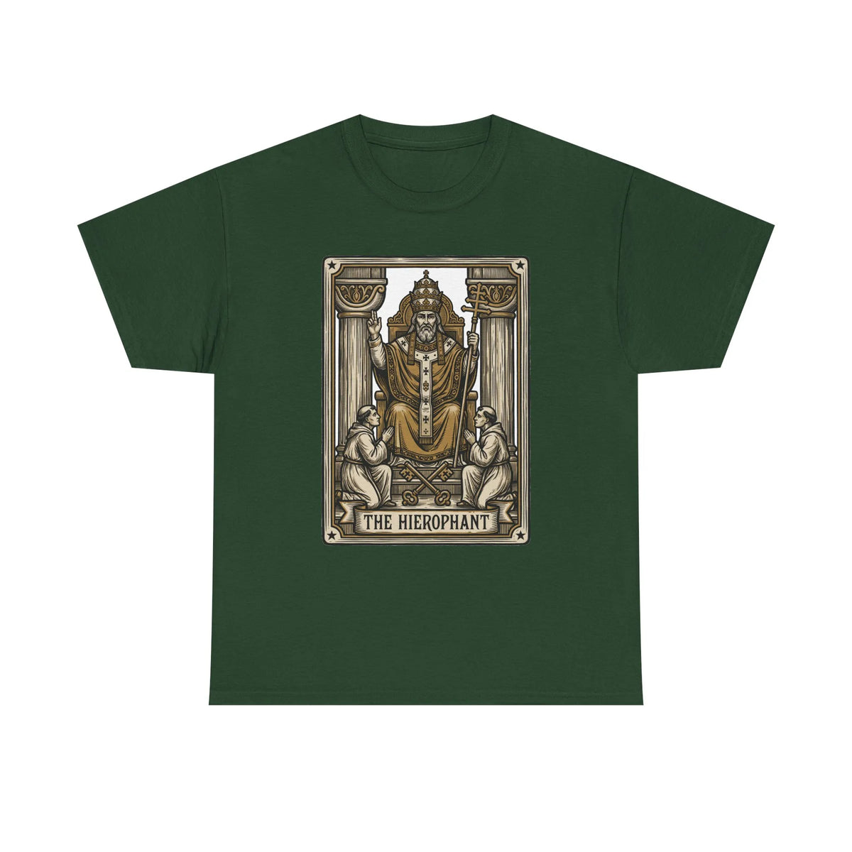 Hierophant Tarot Card Graphic T-Shirt - Heavy Cotton Classic Fit Tee - Unisex White