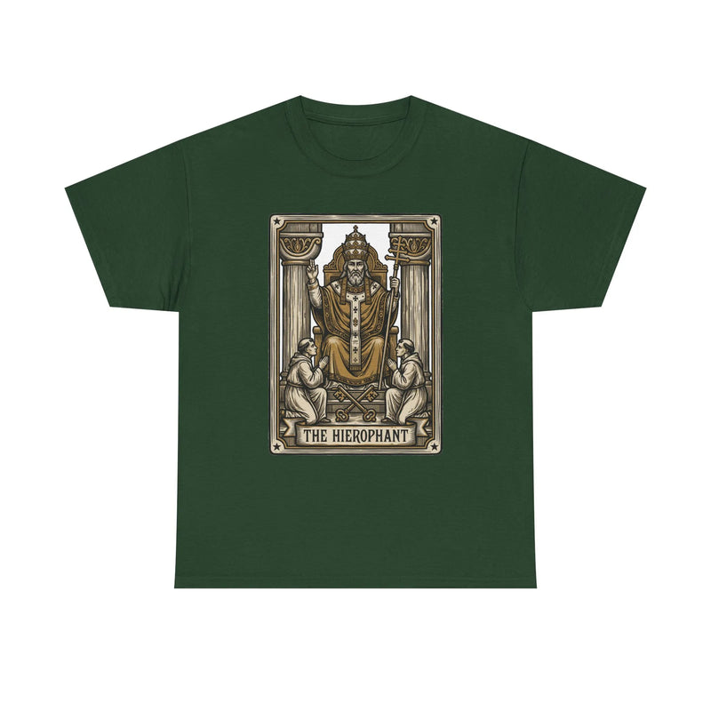 Hierophant Tarot Card Graphic T-Shirt - Heavy Cotton Classic Fit Tee - Unisex White