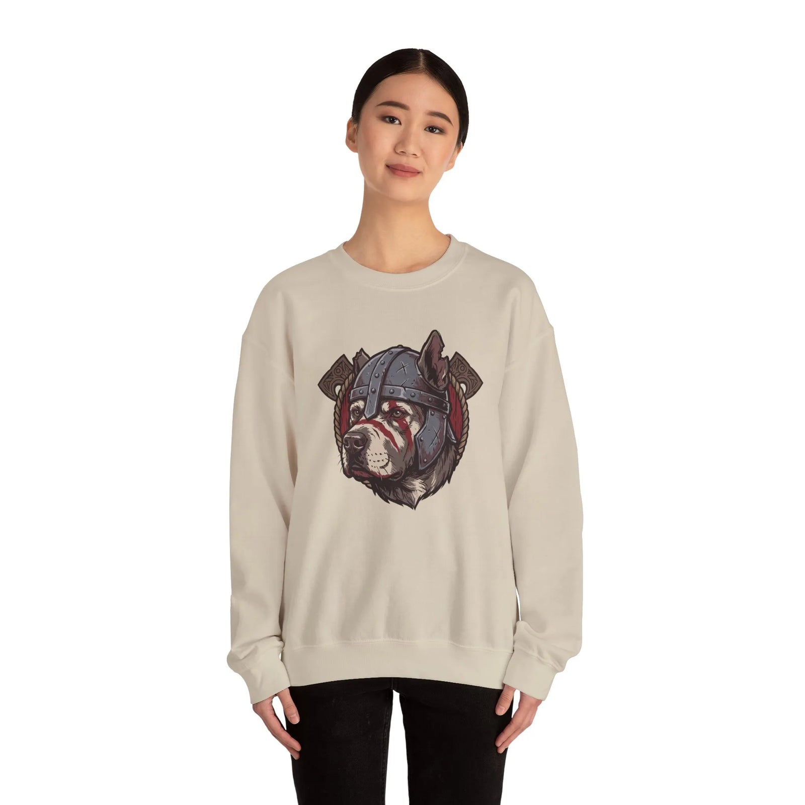 Warpaint Viking Berserker Dog Sweatshirt - Durable Cotton Blend Fleece Crew - Unisex White