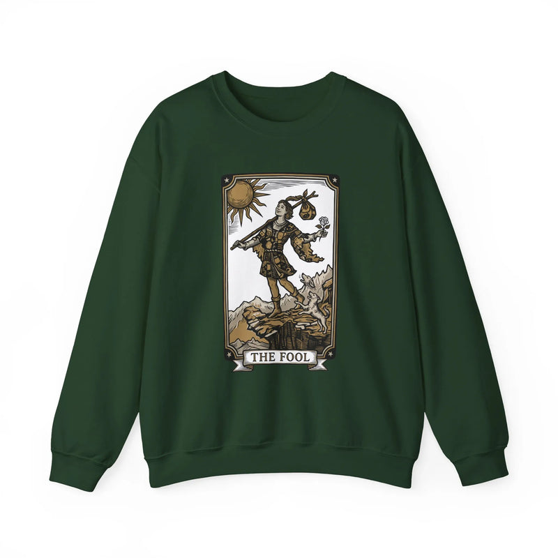 The Fool Tarot Card Graphic Sweatshirt - Heavy Blend Crewneck Fleece - Unisex White