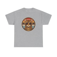 Bengal Cat Aviator Sunset T-Shirt - Heavy Cotton Classic Fit Tee - Unisex White