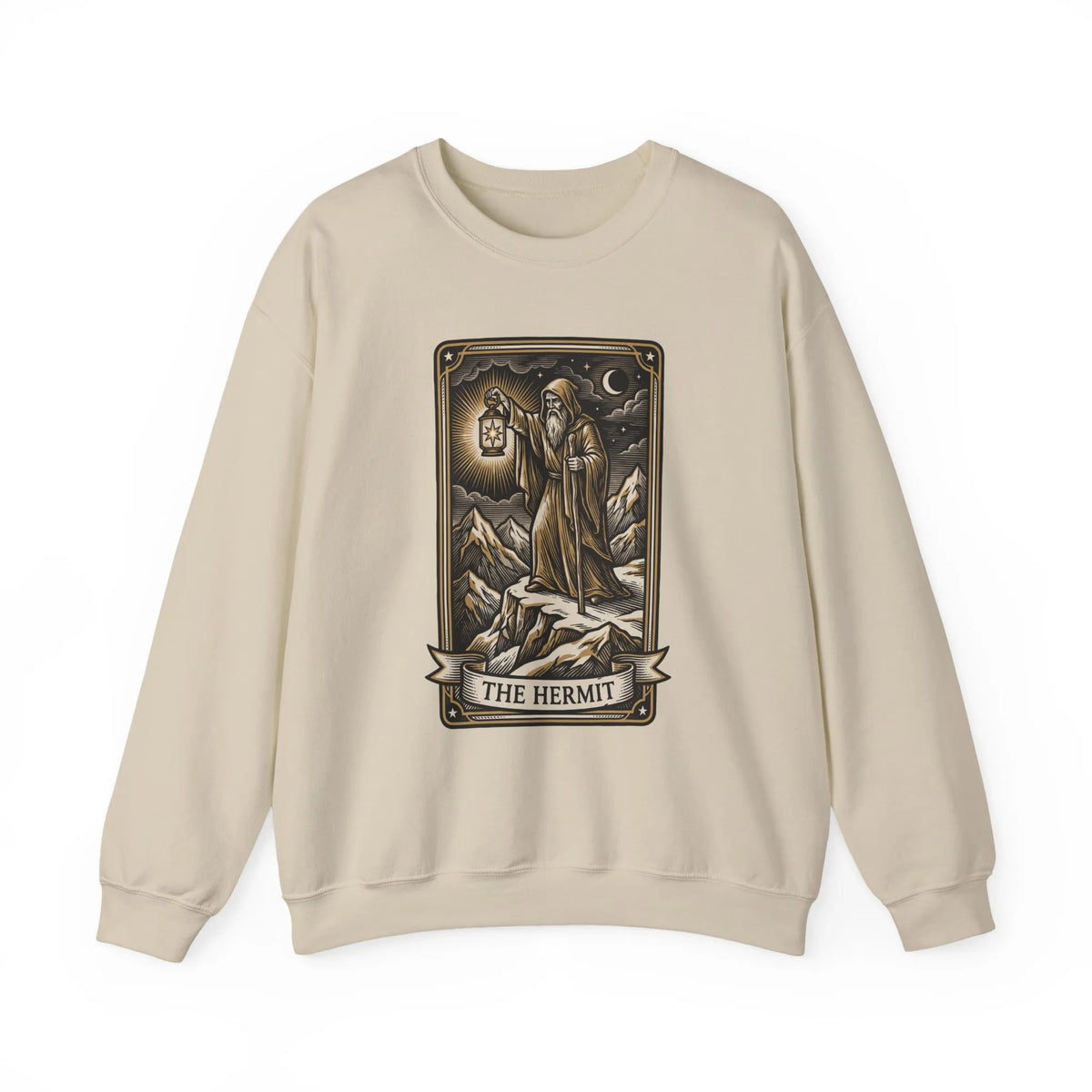 The Hermit Tarot Card Sweatshirt - Heavy Blend Crewneck Fleece - Unisex Off White