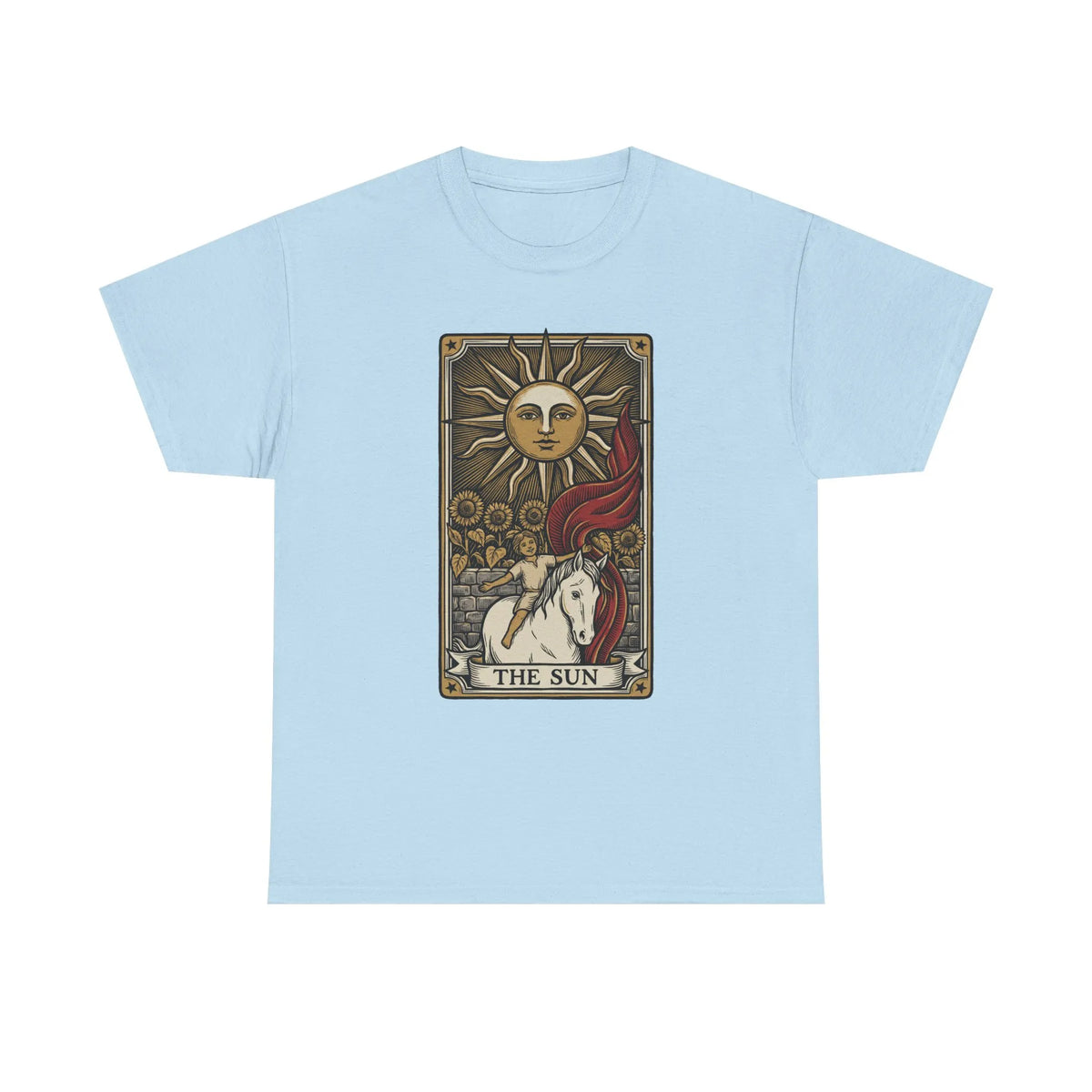 Tarot The Sun Card T-Shirt - Medium Weight 100% Cotton Tee - Unisex White