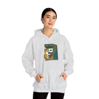 Arcade Gaming Pixel Cat Hoodie - Classic Fit Cotton Blend Pullover - Unisex White