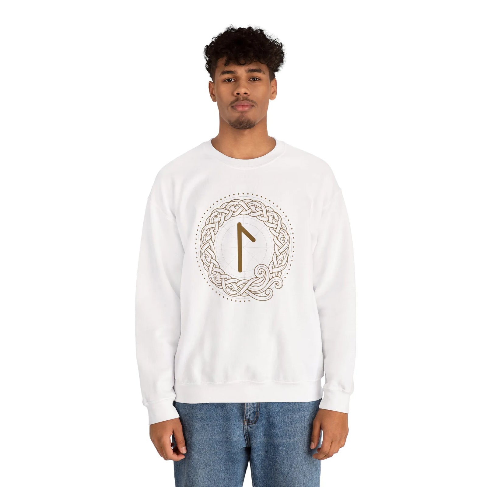 Laguz Rune Knotwork Graphic Sweatshirt - Heavy Blend Cotton Poly Fleece - Unisex White
