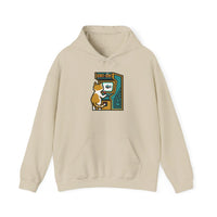 Arcade Gaming Pixel Cat Hoodie - Classic Fit Cotton Blend Pullover - Unisex White