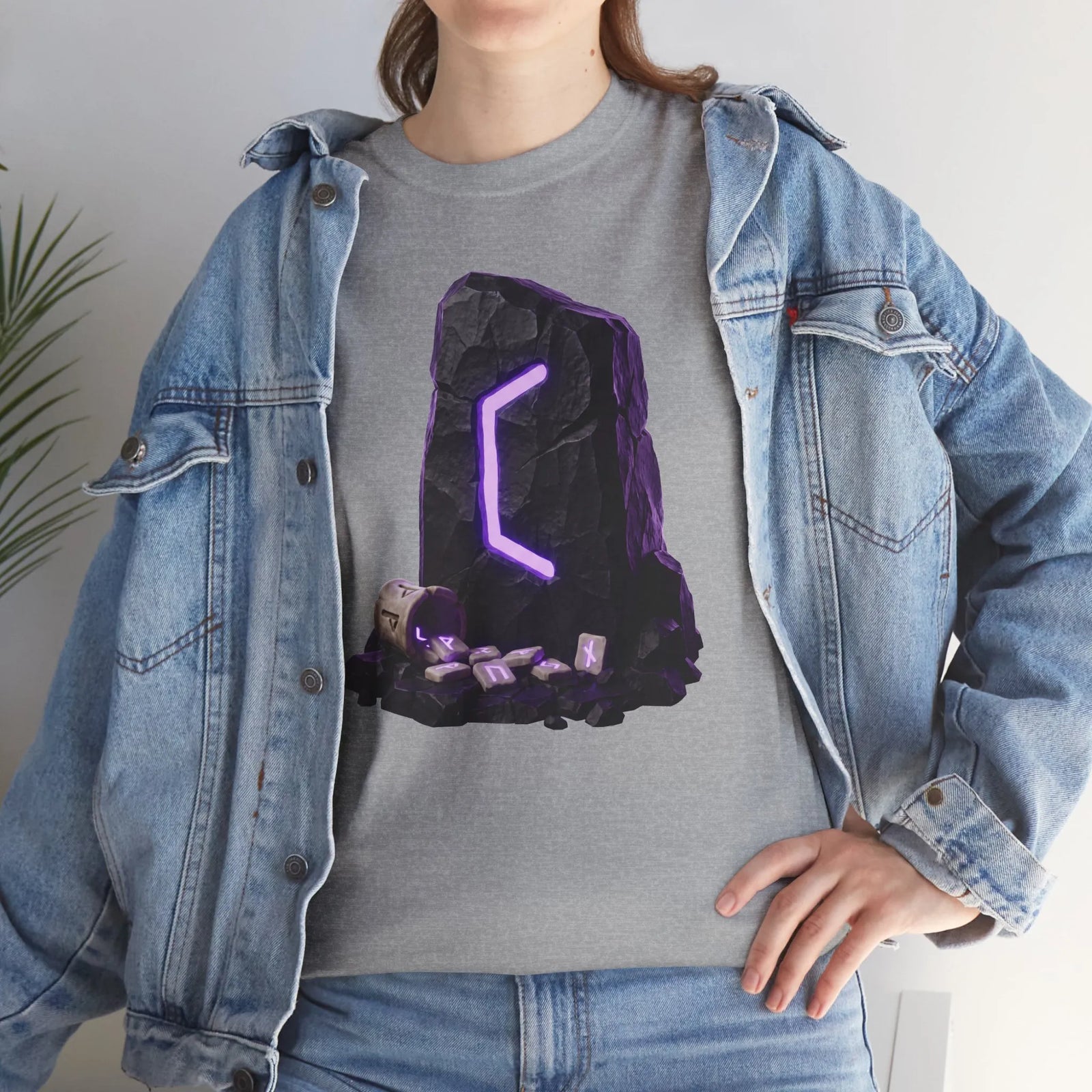 Perthro Rune Mystery Graphic T-Shirt - Heavy Cotton Classic Fit Crewneck Tee - Unisex White
