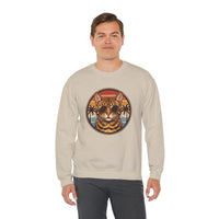 Bengal Cat Aviator Sunset Sweatshirt - Heavy Blend Fleece Crewneck - Unisex White