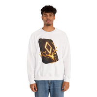 Ingwaz Rune Sacred Seed Sweatshirt - Classic Fit Heavy Blend Crewneck - Unisex White