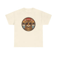 Bengal Cat Aviator Sunset T-Shirt - Heavy Cotton Classic Fit Tee - Unisex White