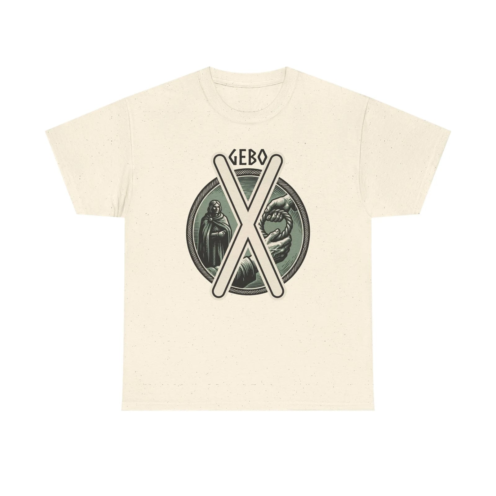 Gebo Rune Nordic Symbol Graphic T-Shirt - Heavy Cotton Classic Fit Tee - Unisex White