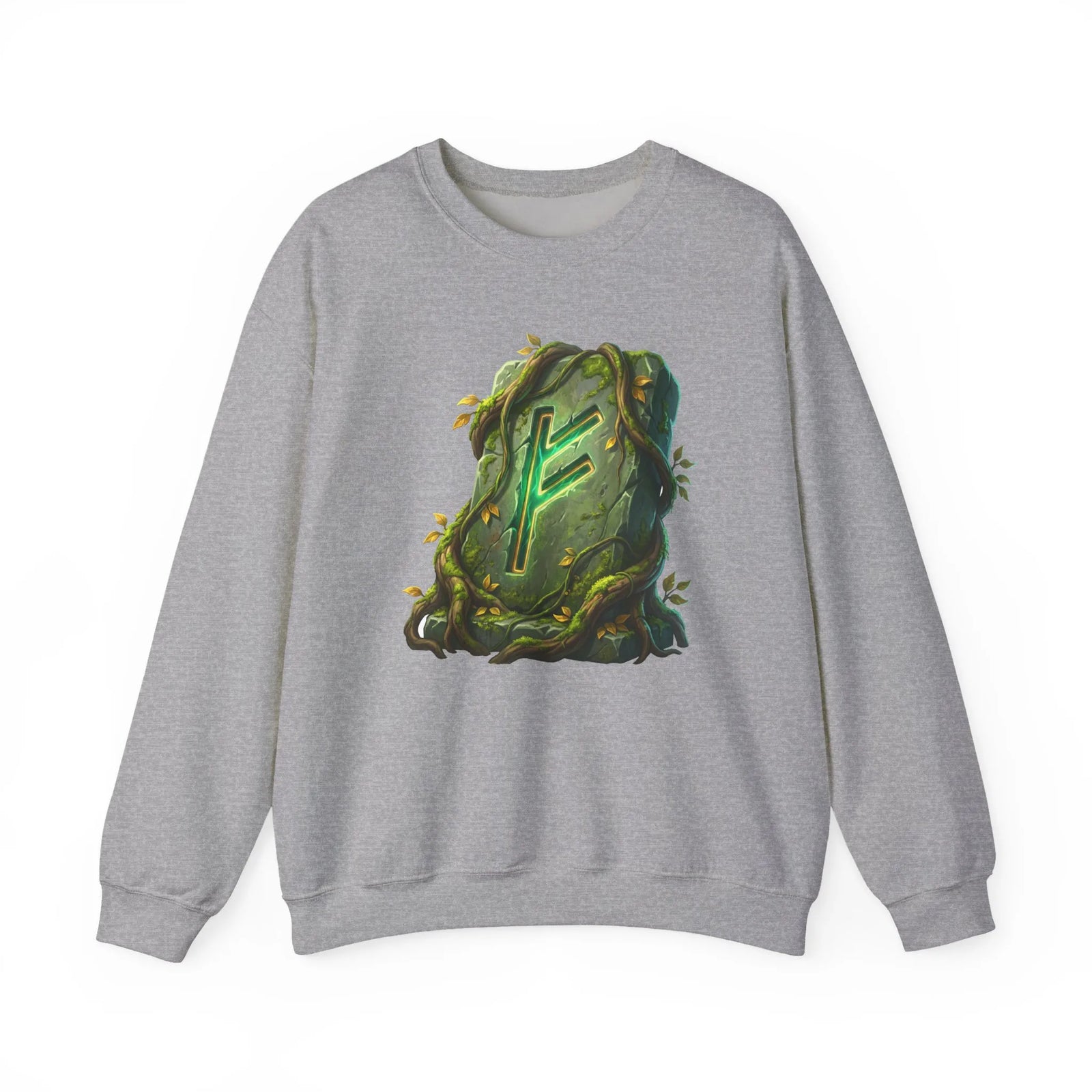 Fehu Wealth Rune Sweatshirt - Heavy Blend Fleece Crewneck - Unisex White