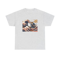 Ronin & Wave Ukiyo-e Cat T-Shirt - Heavy Cotton Classic Fit Tee - Unisex White