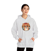 Corgi Aviator Retro Sunset Hoodie - Heavyweight Fleece Pullover - Unisex White