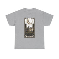 Moonlight Wolves Tarot Graphic T-Shirt - Heavy Cotton Classic Fit Crewneck - Unisex White