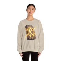 Raido Rune Journey Wheel Sweatshirt - Heavy Blend Classic Crewneck - Unisex White