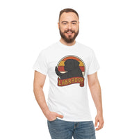 Labrador Retro 70s Sunset T-Shirt - Heavy Cotton Classic Fit Tee - Unisex White