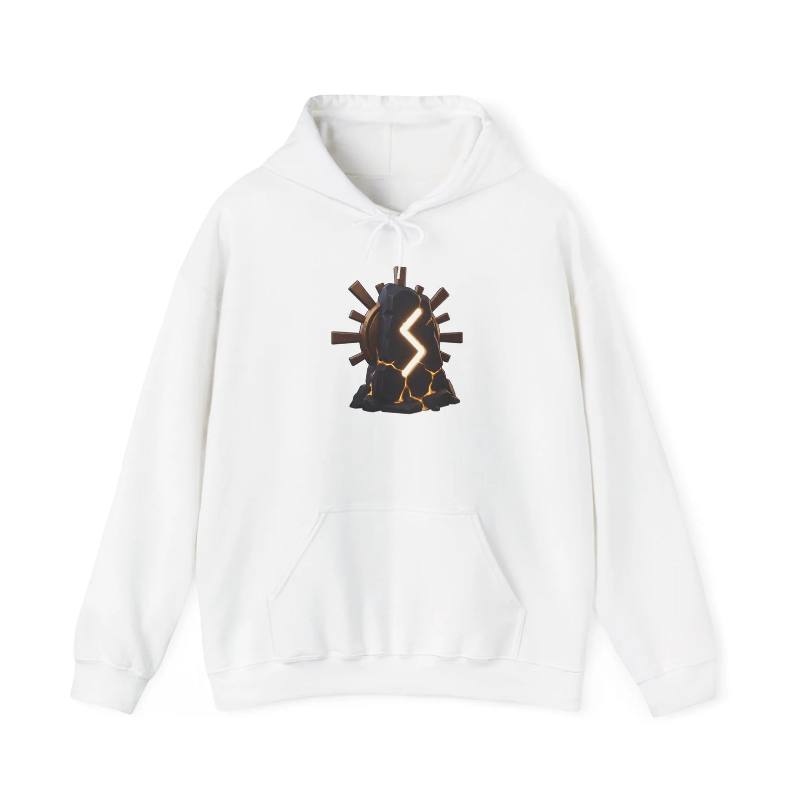 Sowulo Rune Sun Ray Hoodie - Heavy Blend Fleece Pullover - Unisex White