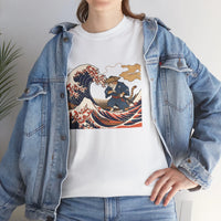 Ronin & Wave Ukiyo-e Cat T-Shirt - Heavy Cotton Classic Fit Tee - Unisex White