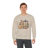 Egyptian Cat Scales Graphic Sweatshirt - Heavy Blend Fleece Crewneck - Unisex White