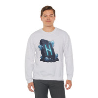 Hagalaz Rune Stone Graphic Sweatshirt - Heavy Blend Fleece Crewneck - Unisex White