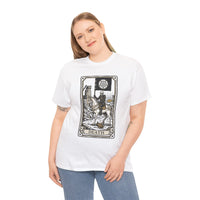 Death Tarot Card Knight Graphic T-Shirt - Heavyweight 100% Cotton Classic Fit Tee - Unisex White