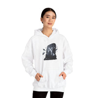 Mannaz Rune Humanity Reflection Hoodie - Heavyweight Fleece Pullover - Unisex White