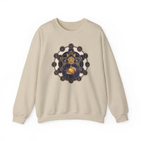 Sacred Geometry Alchemist Cat Sweatshirt - Heavy Blend Fleece Crewneck - Unisex White