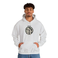 Uruz Rune Bull Norse Graphic Hoodie - Soft Cotton Blend Classic Fit Pullover - Unisex White