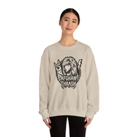 Headbanger Heavy Metal Dog Graphic Sweatshirt - Heavyweight Cotton Blend Fleece - Unisex White