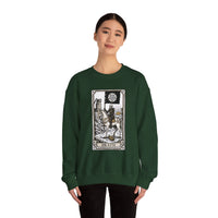 Tarot Death Card Graphic Sweatshirt - Heavy Blend Classic Fit Crewneck - Unisex White