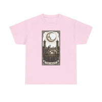 Moonlight Wolves Tarot Graphic T-Shirt - Heavy Cotton Classic Fit Crewneck - Unisex White