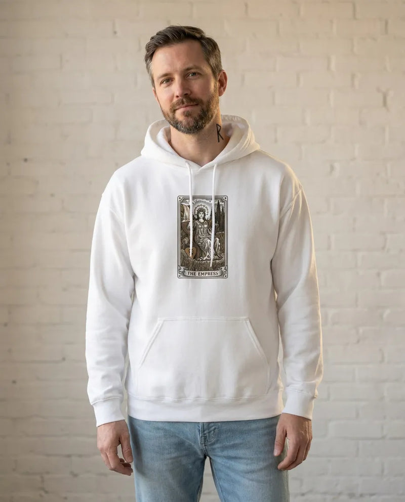 The Empress Tarot Card Hoodie - Heavyweight Cotton Blend Pullover - Unisex Ash