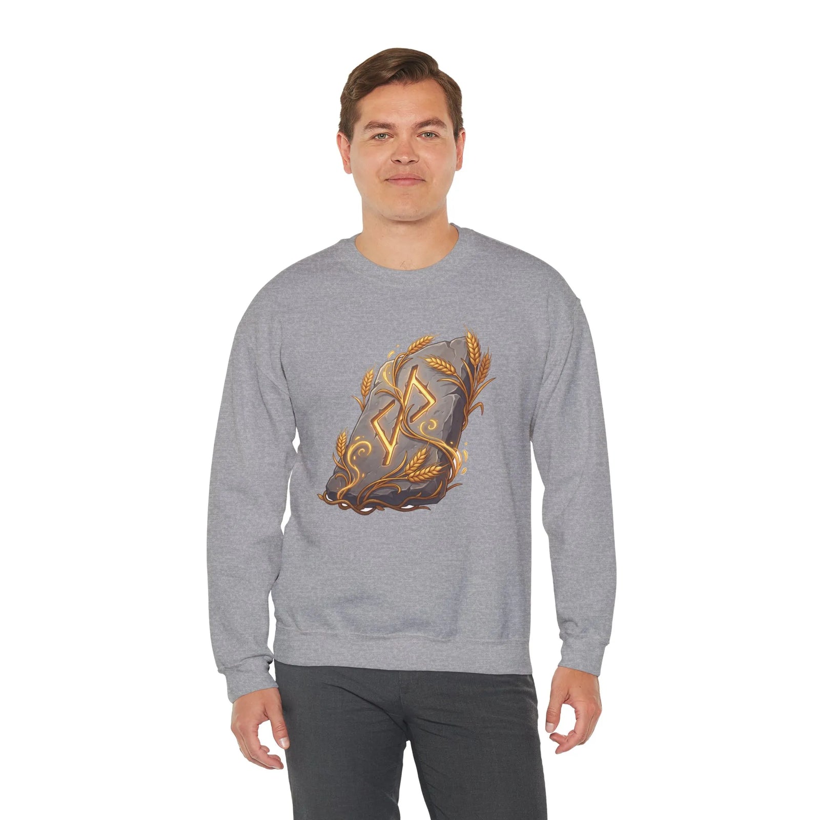 Jera Rune Harvest Graphic Sweatshirt - Heavy Blend Cotton Polyester Crewneck - Unisex White