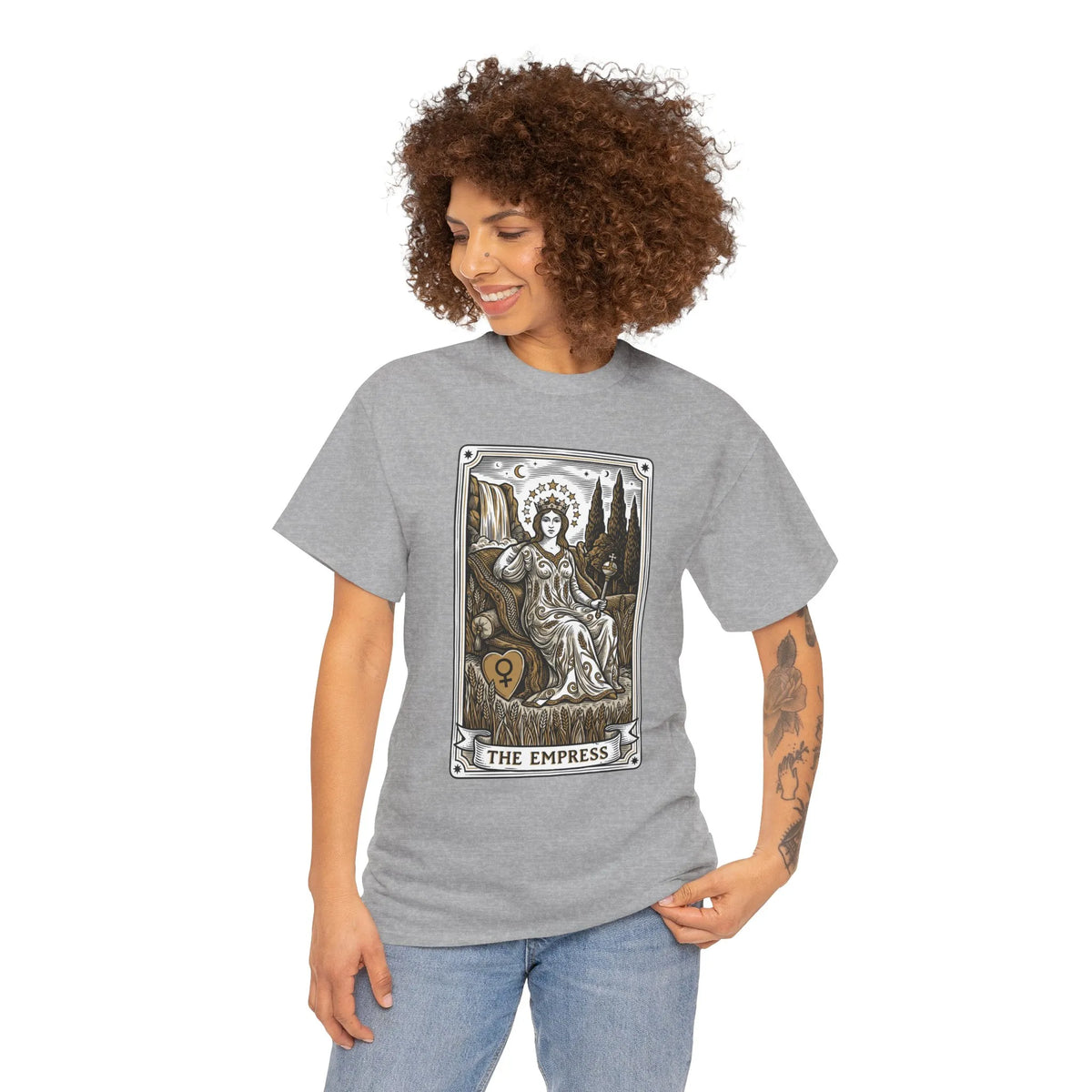 Empress Tarot Card Graphic T-Shirt - Heavy Cotton Classic Fit Tee - Unisex White