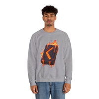 Kenaz Rune Fire Graphic Sweatshirt - Heavy Blend Fleece Crewneck - Unisex White