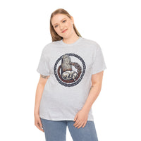 Runestone Hound Odin's Wolves Norse T-Shirt - Heavy Cotton Classic Fit Tee - Unisex White