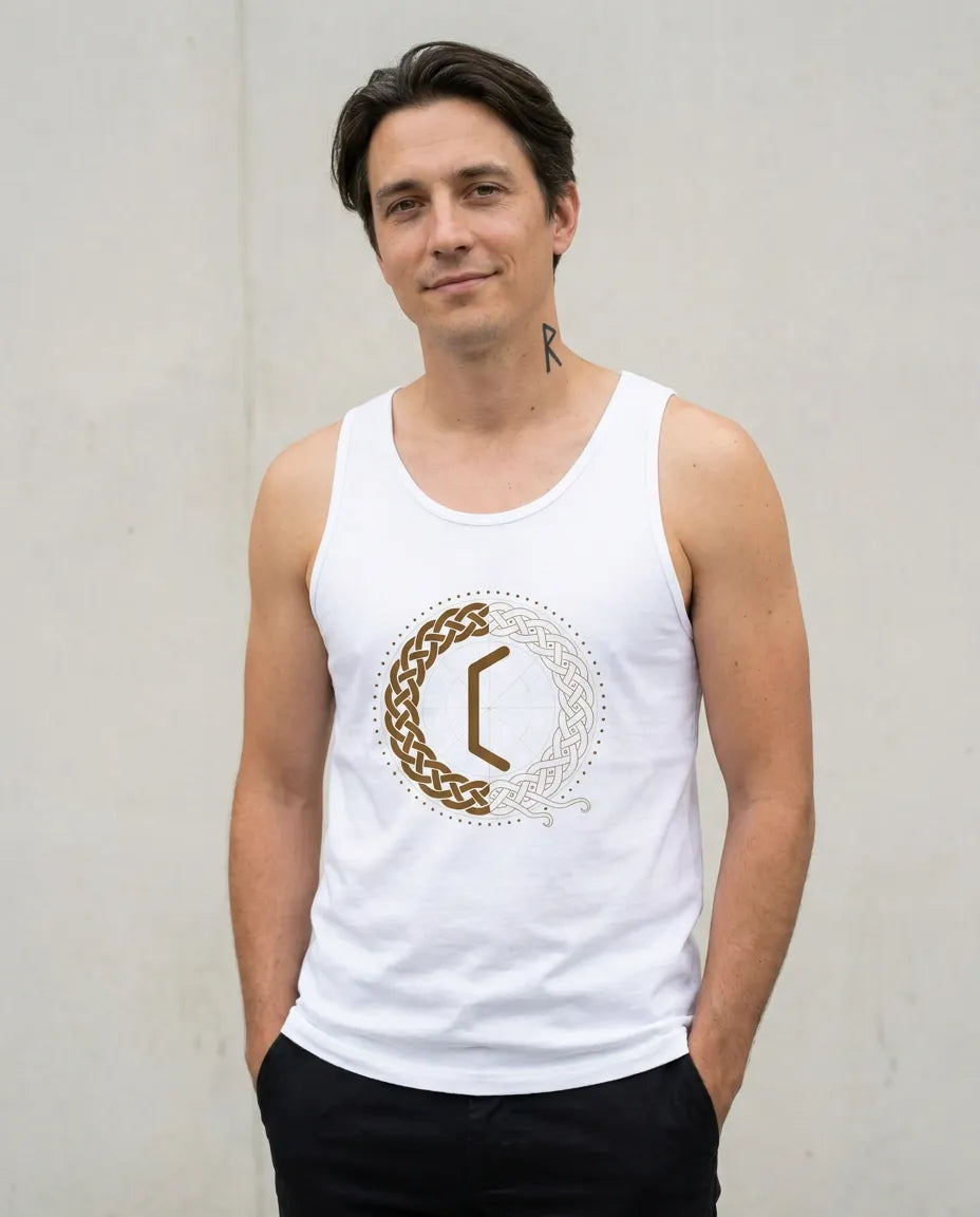 Perthro Rune Norse Mythology Tank Top - Lightweight Ring-Spun Jersey - Unisex White
