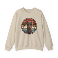 Doberman 70s Sunset Aviators Sweatshirt - Heavy Blend Fleece Crewneck - Unisex White