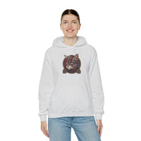 Viking Berserker Cat Warpaint Hoodie - Soft Cotton-Poly Fleece Pullover - Unisex Ash