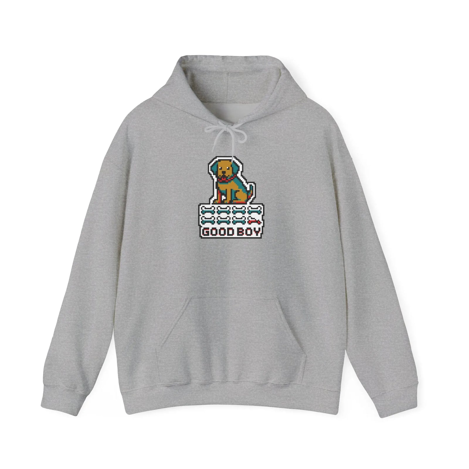 8-Bit Pixel Gaming Dogs Hoodie - Heavyweight Cotton Blend Pullover - Unisex White