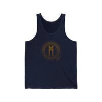Mannaz Rune Symbol Graphic Tank Top - Lightweight Combed Cotton Retail Fit - Unisex White