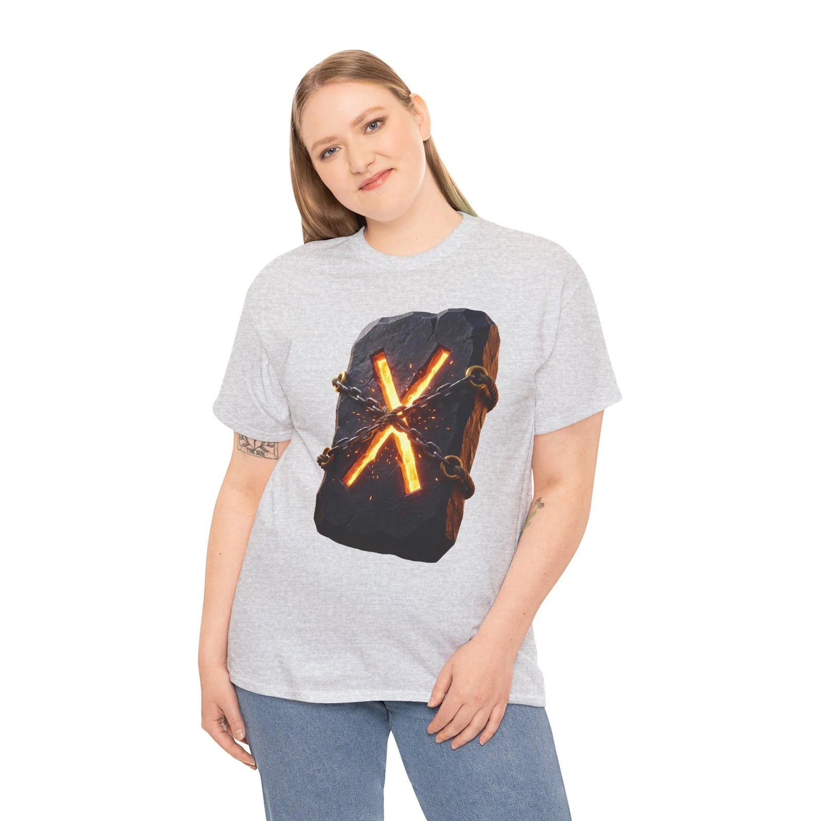 Gebo Rune Gift Exchange T-Shirt - Heavy Cotton Classic Fit Tee - Unisex White