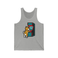 8-Bit Pixel Gaming Dog Arcade Tank Top - Lightweight Jersey Knit - Unisex White